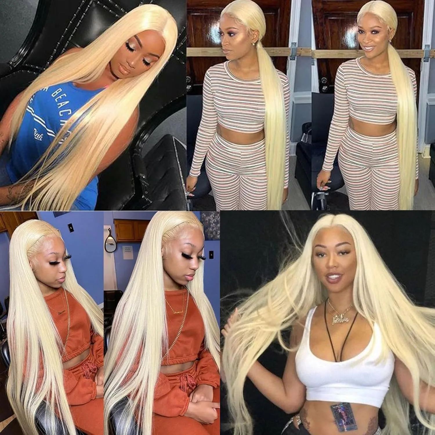 34 Inch 13x4 Blonde 613 Color Human Hair Wigs Straight Lace Frontal Wig 13X4 Brazilian Wig For Black Women 8