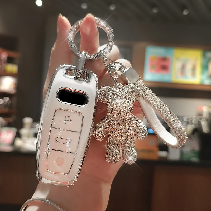 

Модный ТПУ чехол для автомобильного ключа с дистанционным управлением чехол для Audi A3 A6 A7 A8 E-tron Q3 Q5 Q8 C8 D5 держатель брелок аксессуары