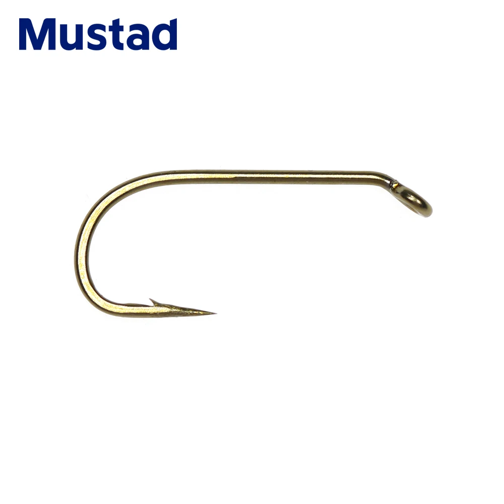 Mustad 30PCS Bronze Finish Dry Signature Fly Fishing Hook Micro Barb Ringed  Eye Forged Trout Fly Hooks