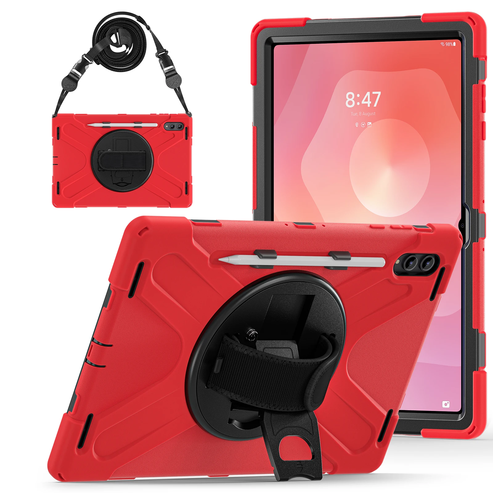 Rotating Stand Rugged Tablet Cover with Shoulder Strap