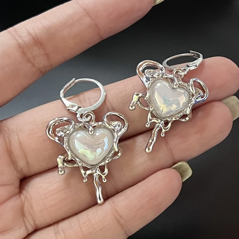 Stylish Silver Star Opal Hoop Earrings for Women