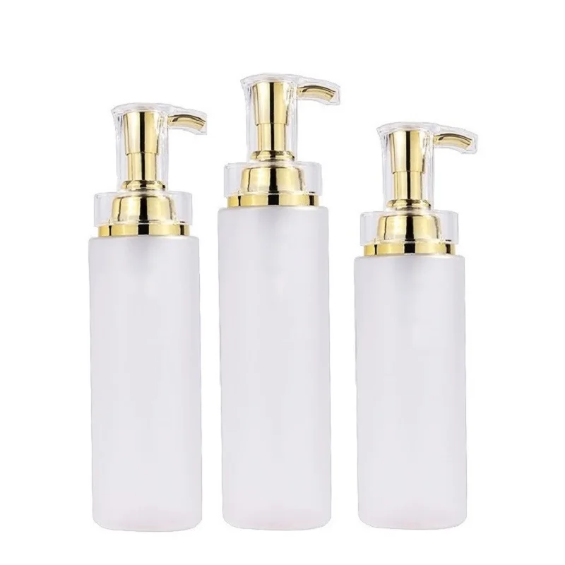 

10pcs Shower Gel Refillable Bottle Gold Pump Empty Frost Plastic Bady Scrub Lotion Bottles 100ml 120ml150ml 200ml 300ml 500ml