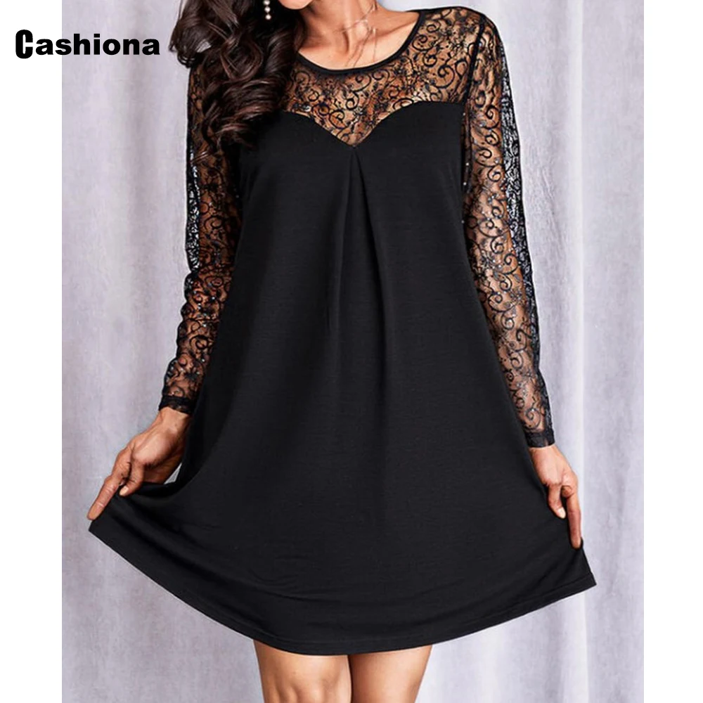 satin midi skirt Cashiona Plus Size Women Knee-Length Party Dress Long Sleeve Robe Dresses 2022 Spring New Fashion Splice Lace Shirts Dress Femme sequin skirt