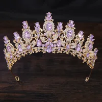 Baroque Luxury Water Drop Crystal Flower Bridal Tiaras Crown Rhinestone Pageant Diadem Bride Headpieces Wedding Hair Accessories - Image 6