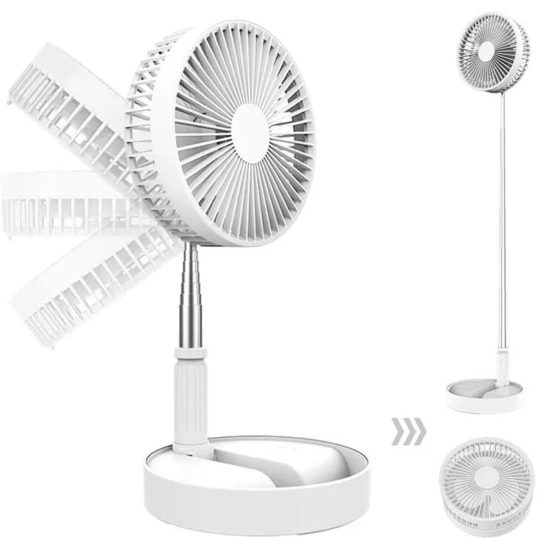Foldable Telescopic Wireless Portable Desk Fan Usb Rechargeable Built-In Battery Oscillating Standing Air Cooling Fan 6