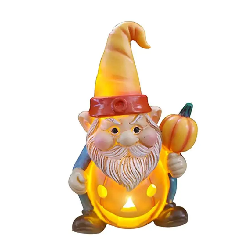 

Garden Gnome Statue Fall Pumpkin Statue For Halloween Decor Resin Old Men Figurine With Pumpkin Table Decor Halloween Gnome