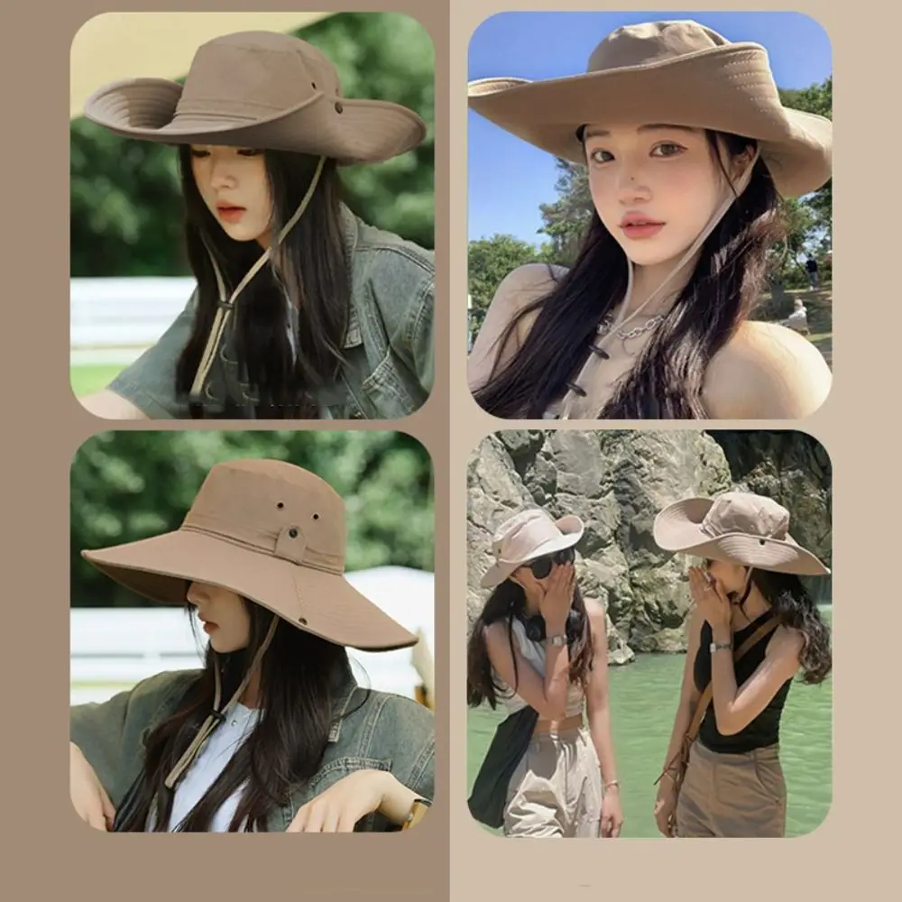 Casual Wide Brim Western Cowboy Hat Beach Cap Climbing Hat Summer Sun Knight Sun Protection Cap Sunscreen Holiday