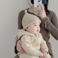 Bonnet en laine au crochet pour enfants, bonnet pull mignon pour bébé, bonnets chauds pour tout-petits, garçons et filles, document solide, hiver, 3-24m 4