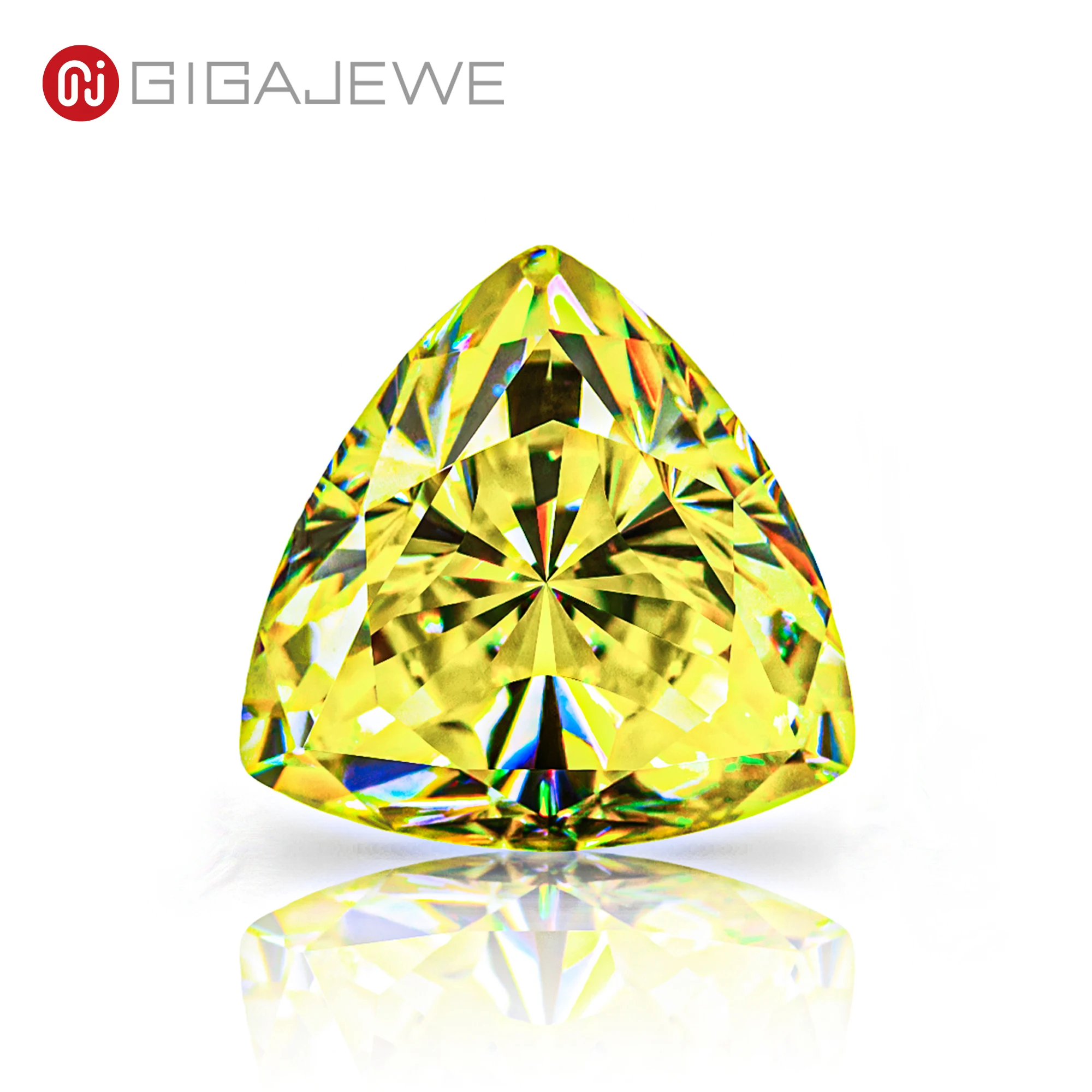 

GIGAJEWE Customized Crushed Ice Trillion Cut Vivid Yellow VVS1 Moissanite Loose Diamond Test Passed Gemstone For Jewelry Making