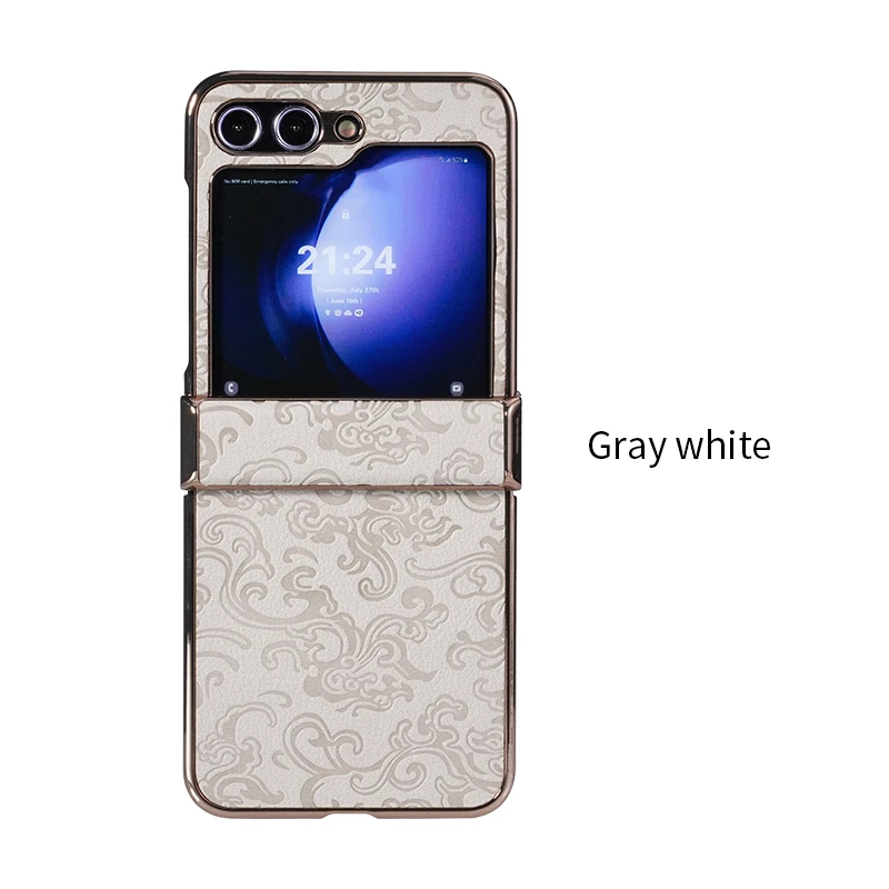 Luxury Dragon Pattern Leather Phone Case with Plating PC Hinge Cover, 3-Piece Set