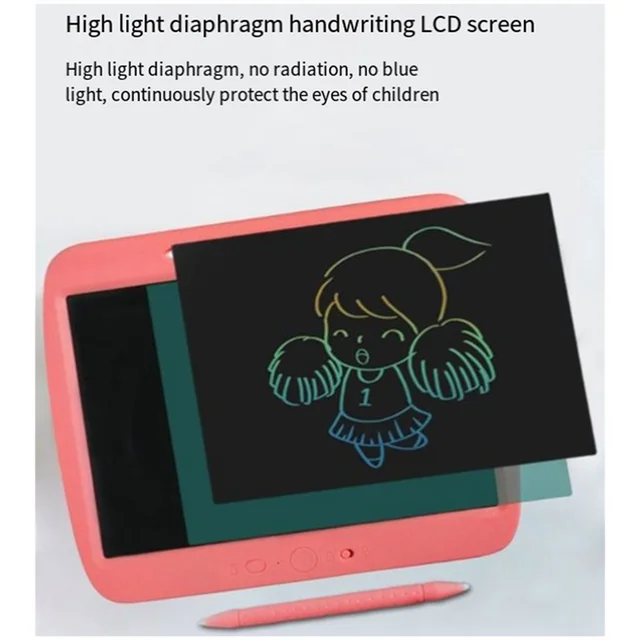 Rechargeable LCD Writing Tablet For Kids, 9 Inch Colorful Doodle Board, Erasable Drawing Tablet Drawing Pad,Pink Durable 4