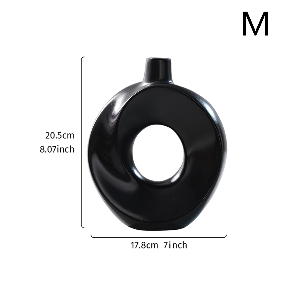 1PC, a creative and simple black resin donut vase, a modern home decoration vase