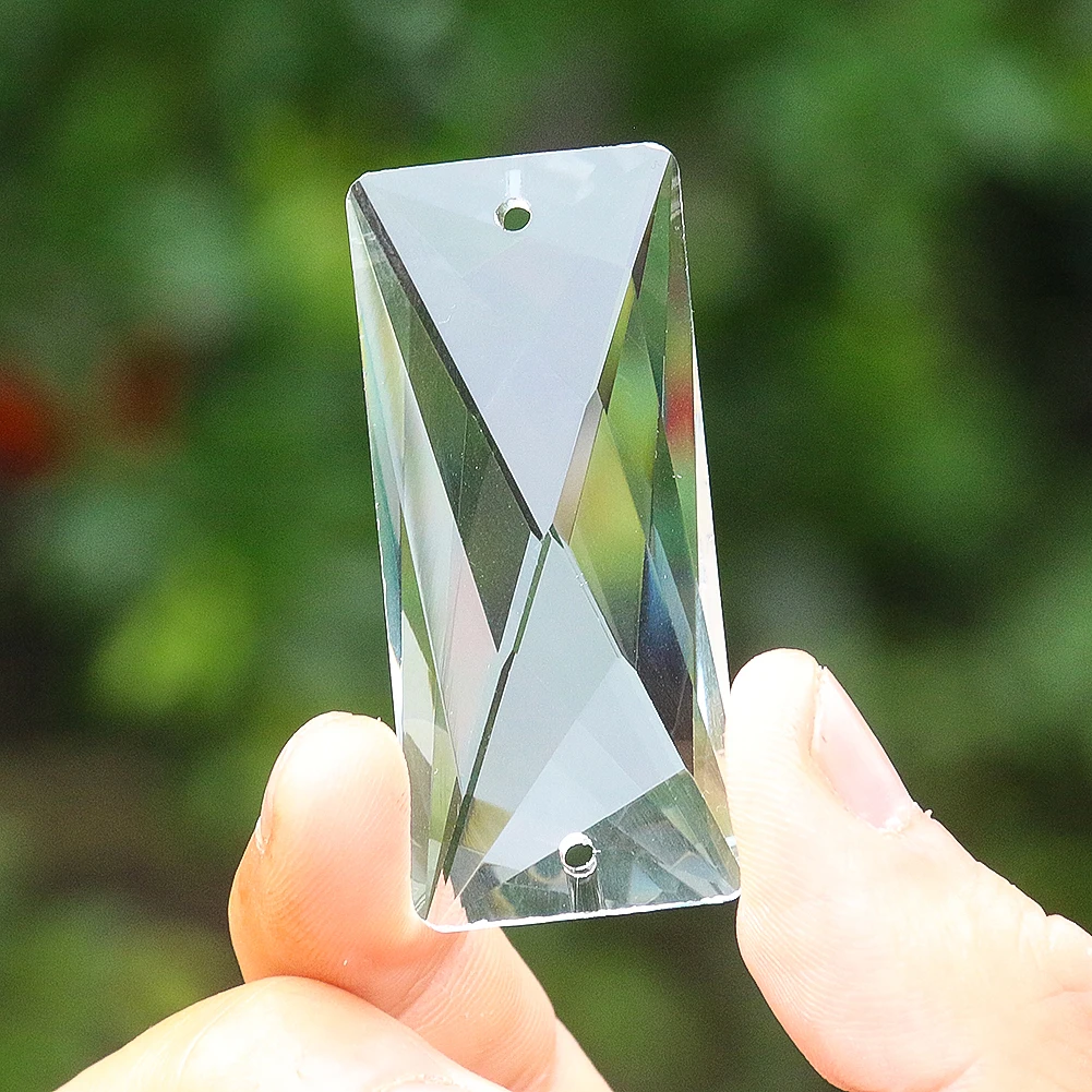 5Pcs Crystal Suncatcher Pendant Rectangular Prism Chandelier Lamp Part Replace DIY Glass Faceted Hanging Bead Chain Connector