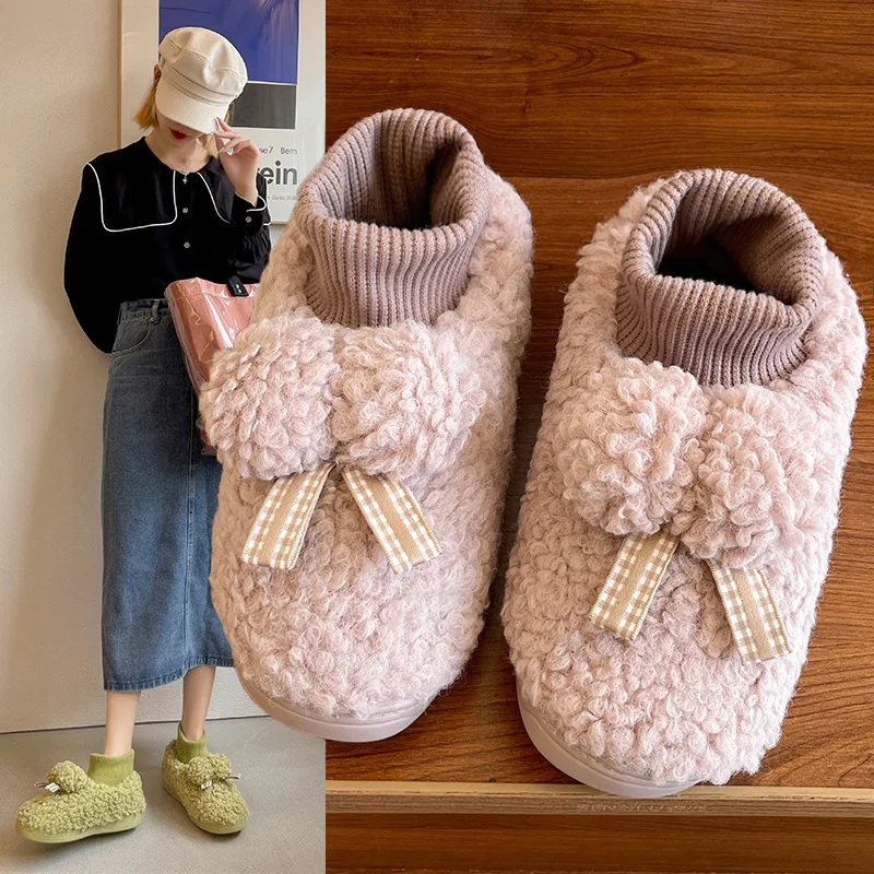 

Cotton Slippers Female Student Home With Non-slip Cute Cow Ins Tide Plush Couple Drag Winter 2022 New Christmas Present Gift