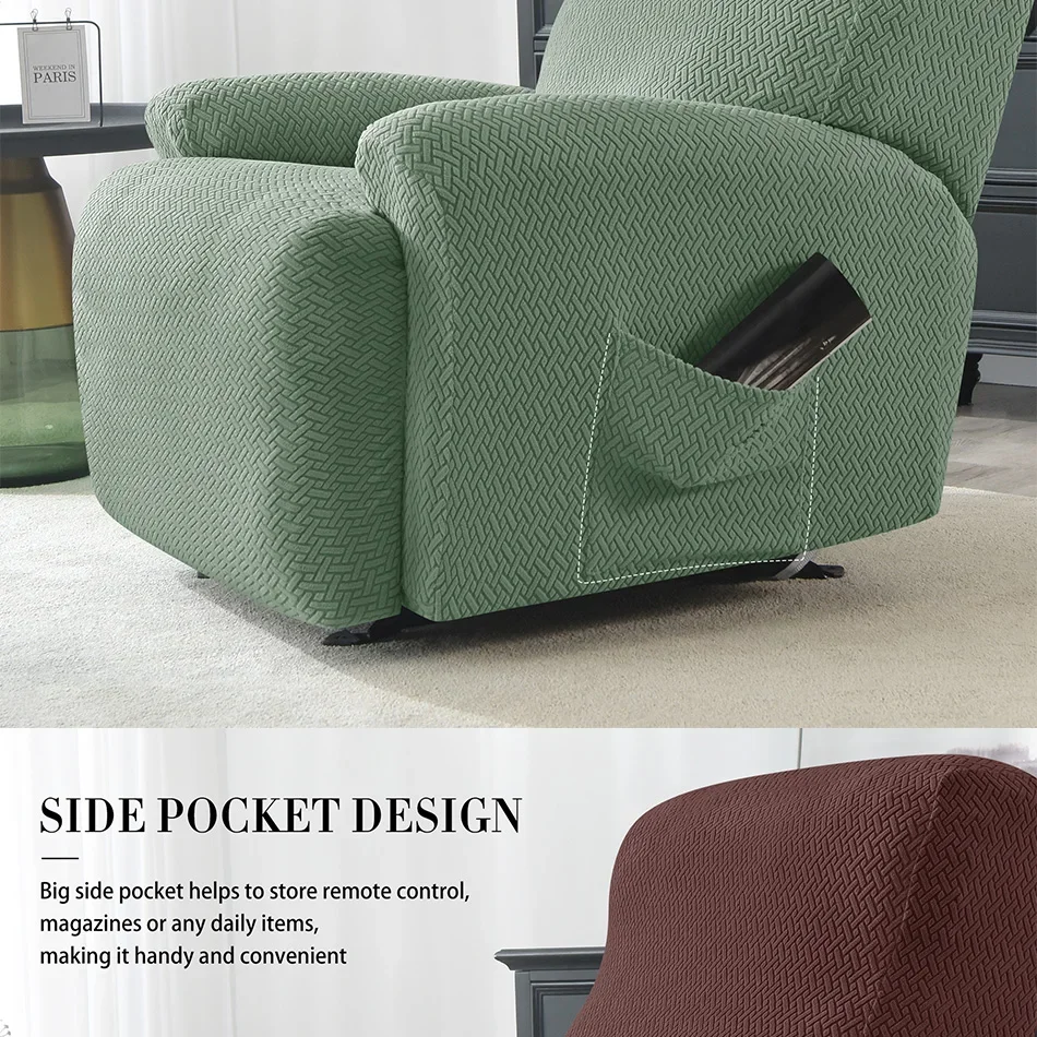 Jacquard Recliner Sofa Cover Stretch Spandex Couch Slipcovers Non Slip Armchair Slipcovers 4pcs/set