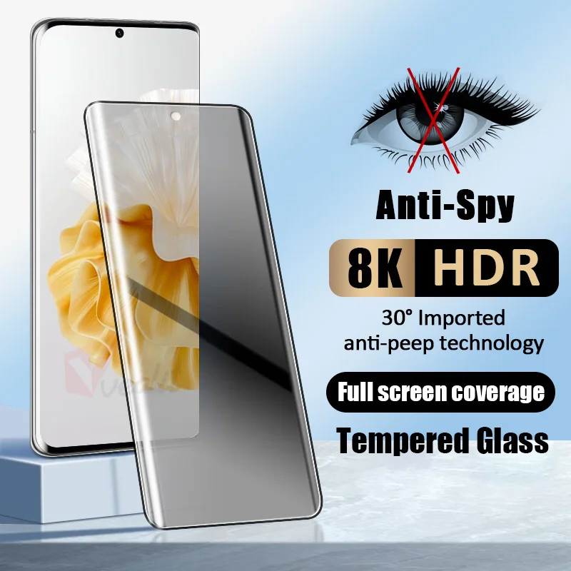 

3D Curved Privacy Screen Protector For Huawei P60 Art P50 P40 P30 Mate 50 40 30 Pro Anti-Spy Tempered Glass Nova 8 9 10 11 Ultra