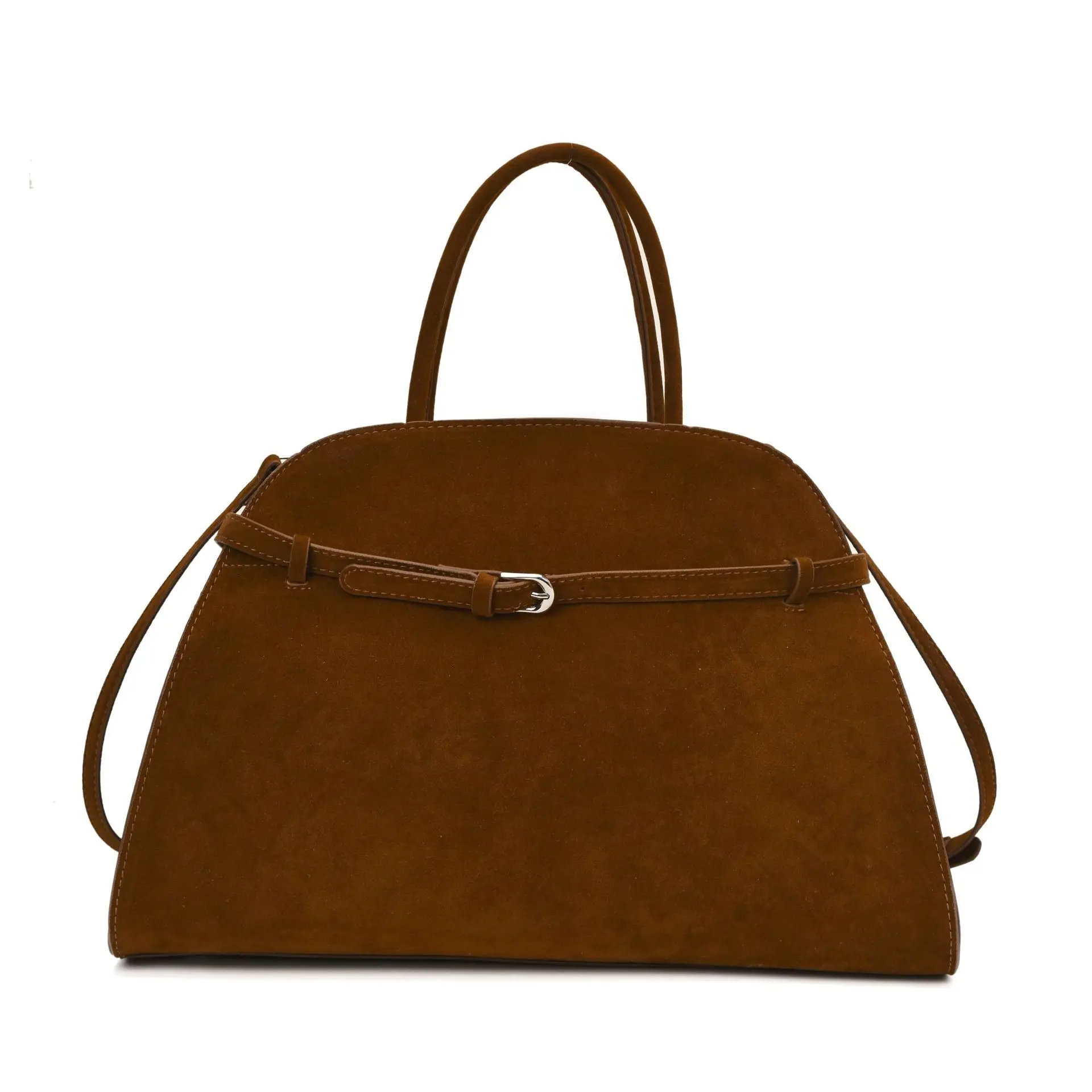 Vintage Large Capacity Faux Suede Tote Bag Designer Belts Deco Women Shoulder Bags Luxury Quality Big Handbags Trend Bucket Bag