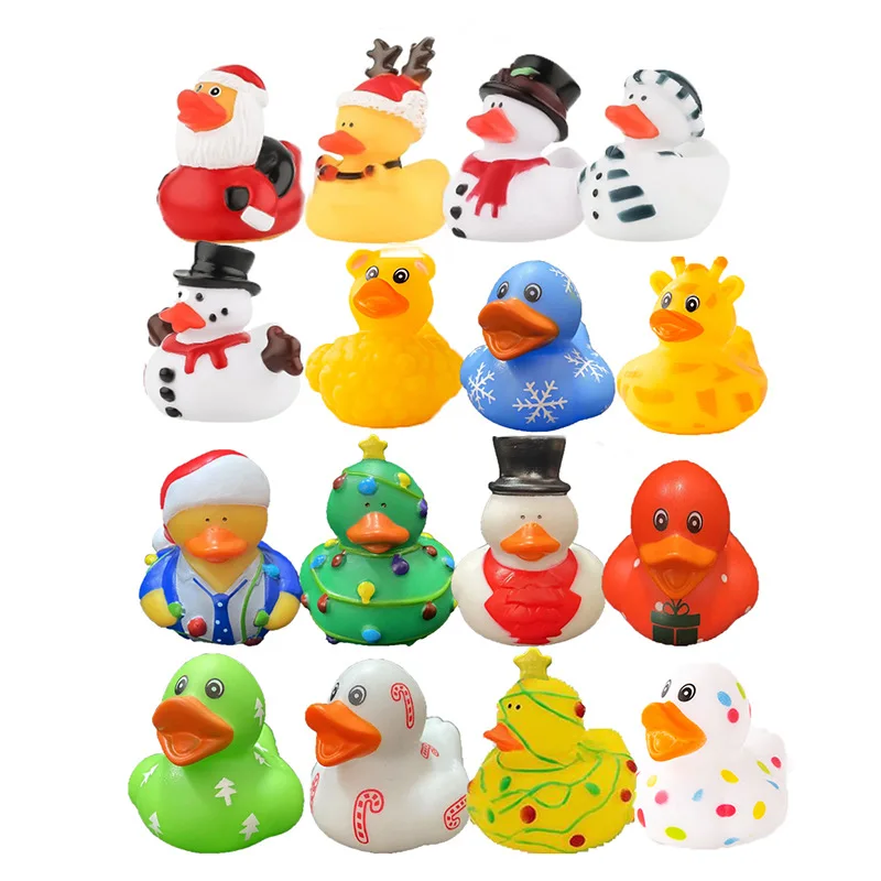 6-24pcs Christmas Rubber Ducks 2.5 Inch Assorted Rubber Ducks with Various Christmas Characters Novelty Rubber Duck Toys 4