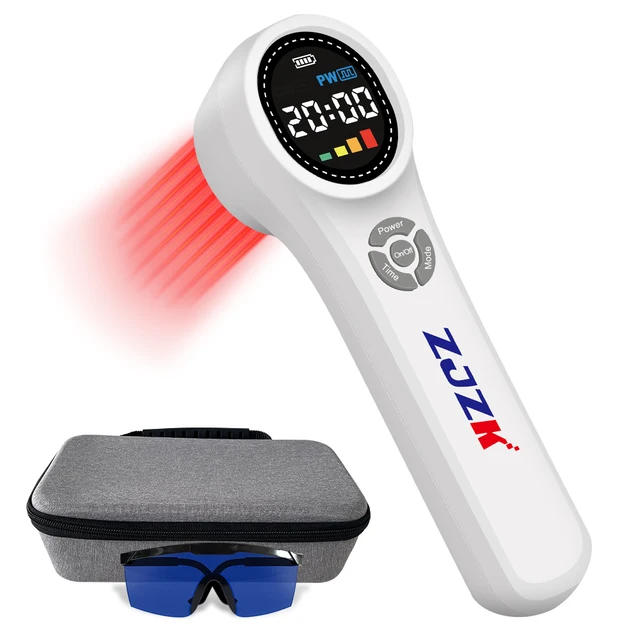 ZJZK Cold Laser Massage Instrument Class 4 Physio Therapy for Pain Portable With 1760mW 4x808nm 4x980nm16x650nm for Home Use