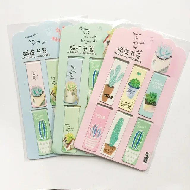 Magnetic Bookmark 6pcs/Set Kawaii Sky Cactus Magnetic Bookmarks