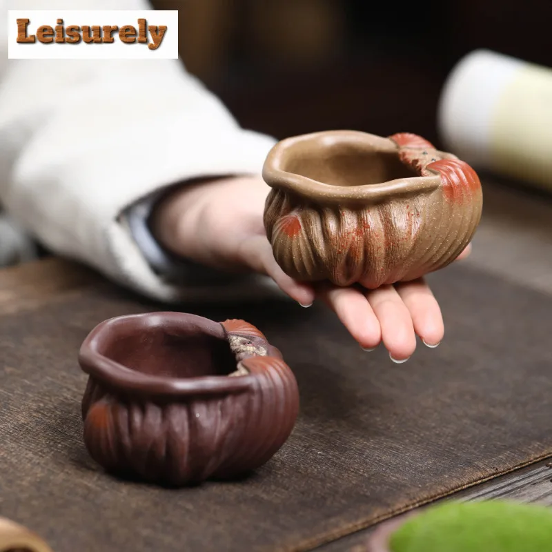 110ml Yixing Zisha Clay Lotus Teacup Luxury Tea Bowl Tea Cup Set Fragrance Cup Jianzhan Master Cups Tea Items Drinkware Supplies