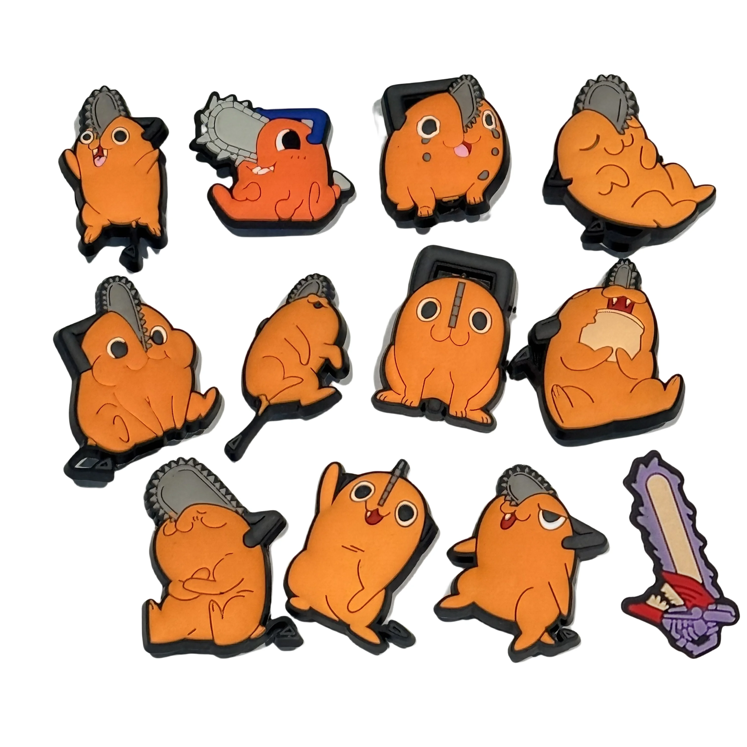 1-12pcs Cartoon Japan Anime PVC Sandals Shoe Charms Garden Shoes Button Decorations DIY Backpack Slipper Accessories Kid Gift
