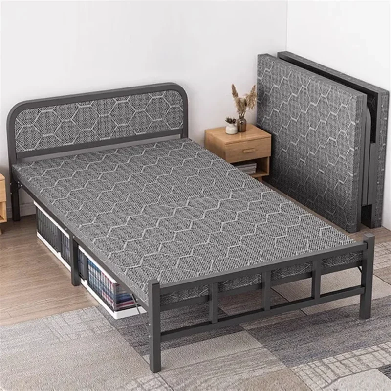 Folding Bed Single Home Simple Lunch Break Bed Reinforced Iron Office Dormitory Double Beds Accompanying Bed Bedroom Furniture