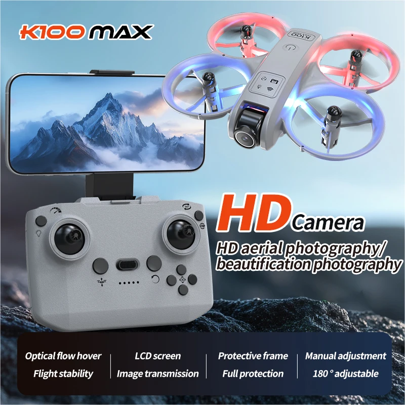 Drone K100 Max Dual 8K Cameras - Gris, 15min Vol, Positionnement Flux Optique