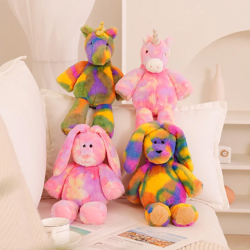 

Милая розовая красочная игрушка в виде единорога, кошки, кролика, плюшевая игрушка, мягкая набивная Радужная игрушка для детей, подарок для девочек, 35 см