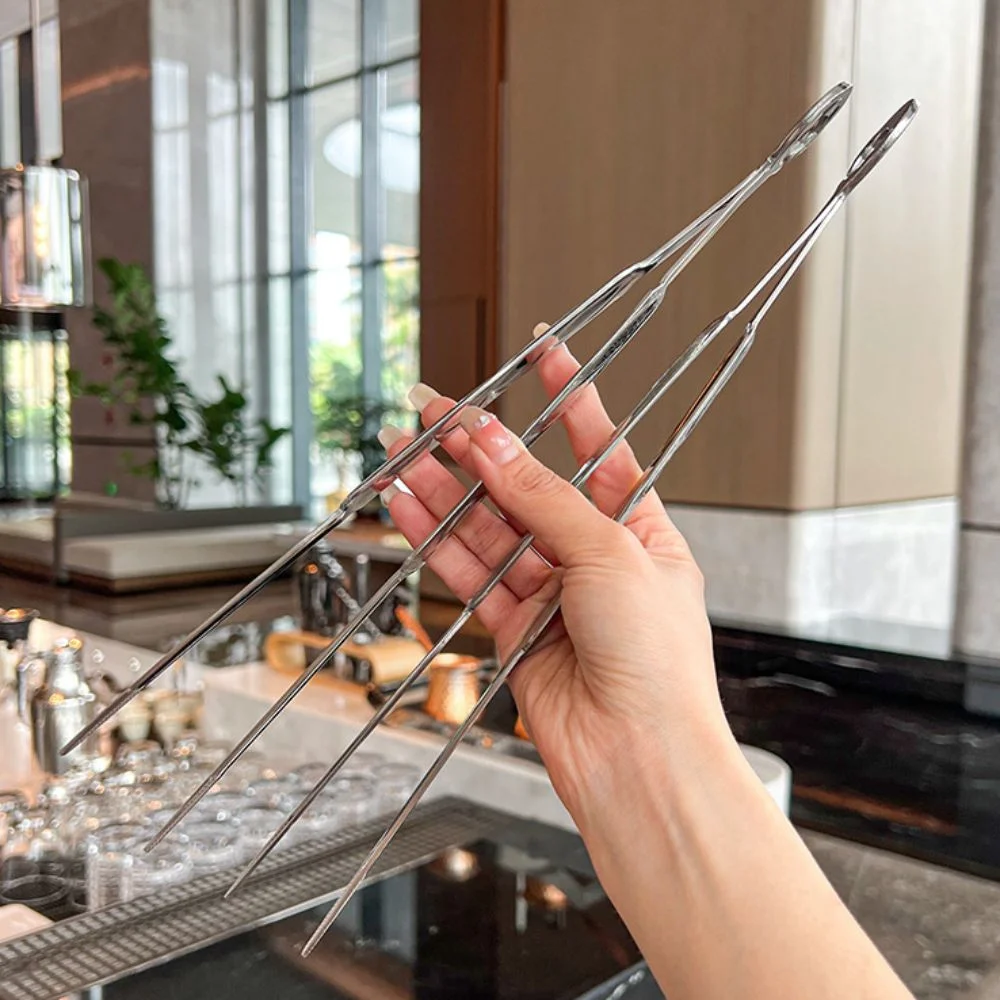 Multi-purpose Crane Shape Kitchen Food Tongs 304 Stainless Steel Extended Barbecue Clip Anti-slip Tipped Bottle Opener Canteen
