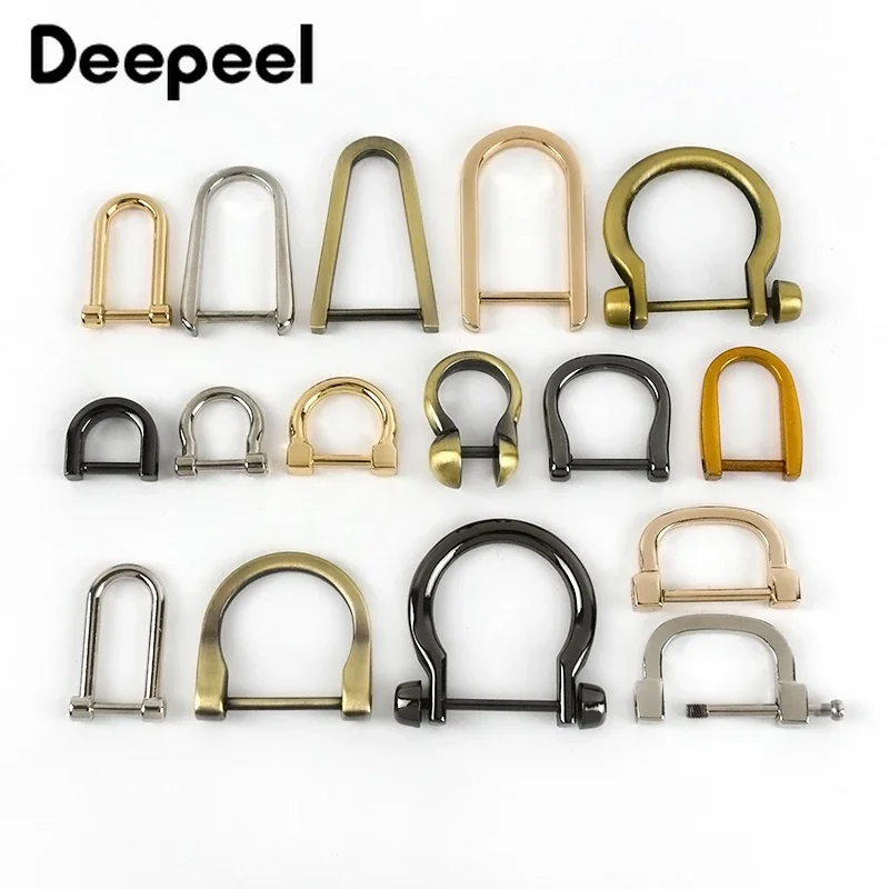 5pcs Detachable Screw D Buckle U Ring Metal Bag Chain Adjuster Hanger Hooks Clasp Handle Connector DIY Bags Hardware Accessories