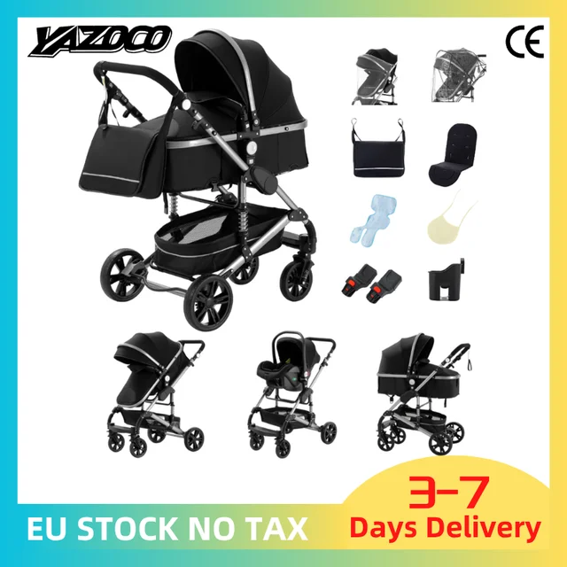 Système de voyage 3-en-1 pour bébé : poussette 3-en-1 avec nacelle, transat inclinable, poussette pliable haute et confortable 2026 1