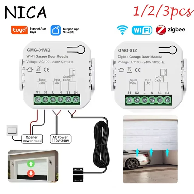 Tuya WiFi/Zigbee Smart Garage Door Opener Controlller Module Voice Smart Life App Remote Control Works with Alexa Google Home 1