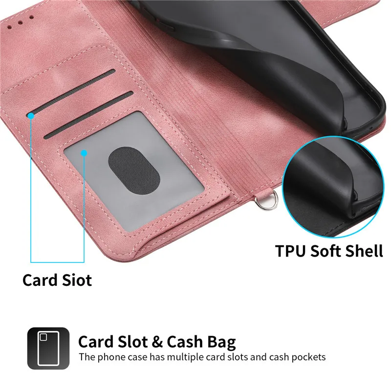 Leather Magnetic Phone Case with Floral Flip Wallet Design
