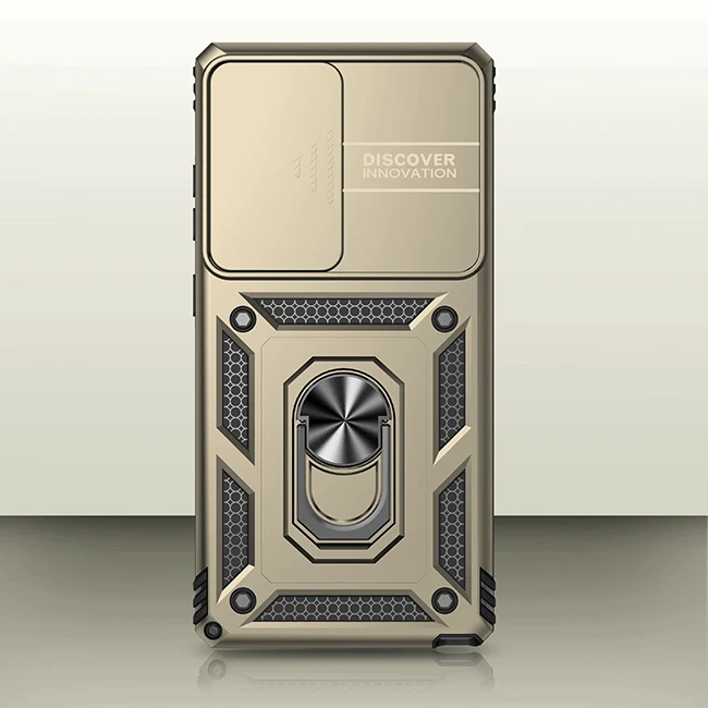 Protective Case with Slide Lens Cover and Rotating Ring Stand