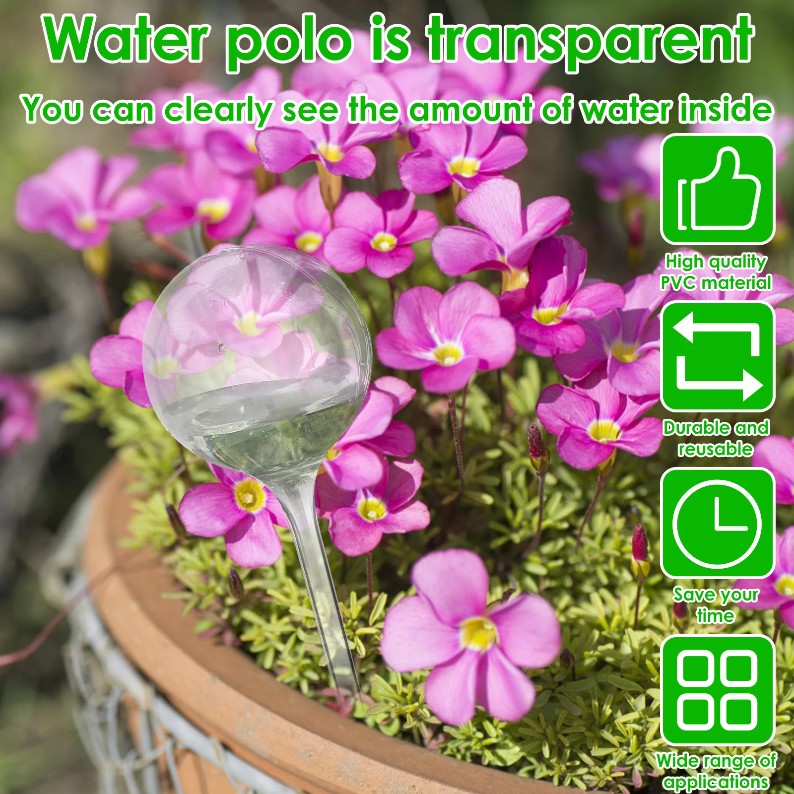 10 Pcs 150/60 ML Clear Plant Watering Globes Auto Waterer Planter Insert Stakes Reusable PVC Flower Self Feeder Ball for Potted 2