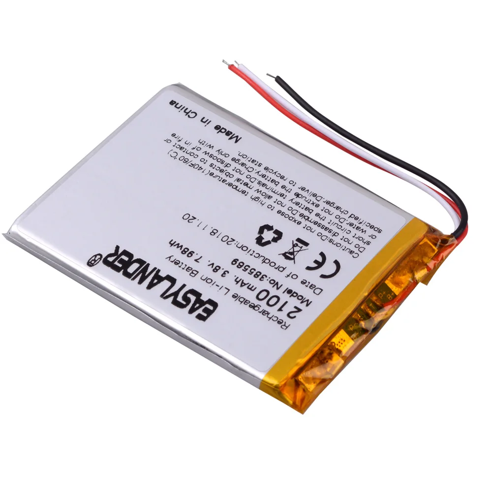 

10pcs/Lot 385569 405569 3.8V 2100mAh Rechargeable li Polymer Battery For cell phone E-book Tablet PC DVD DVR GPS PSP PDA PAD MP5