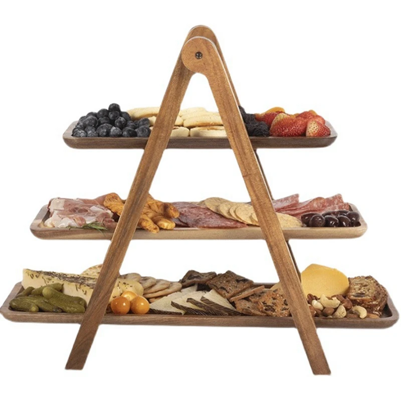 

3 Tier Wood Tiered Tray Decor Cake Stand Farmhouse Tiered Tray Party Serving Dishes And Platters Trays