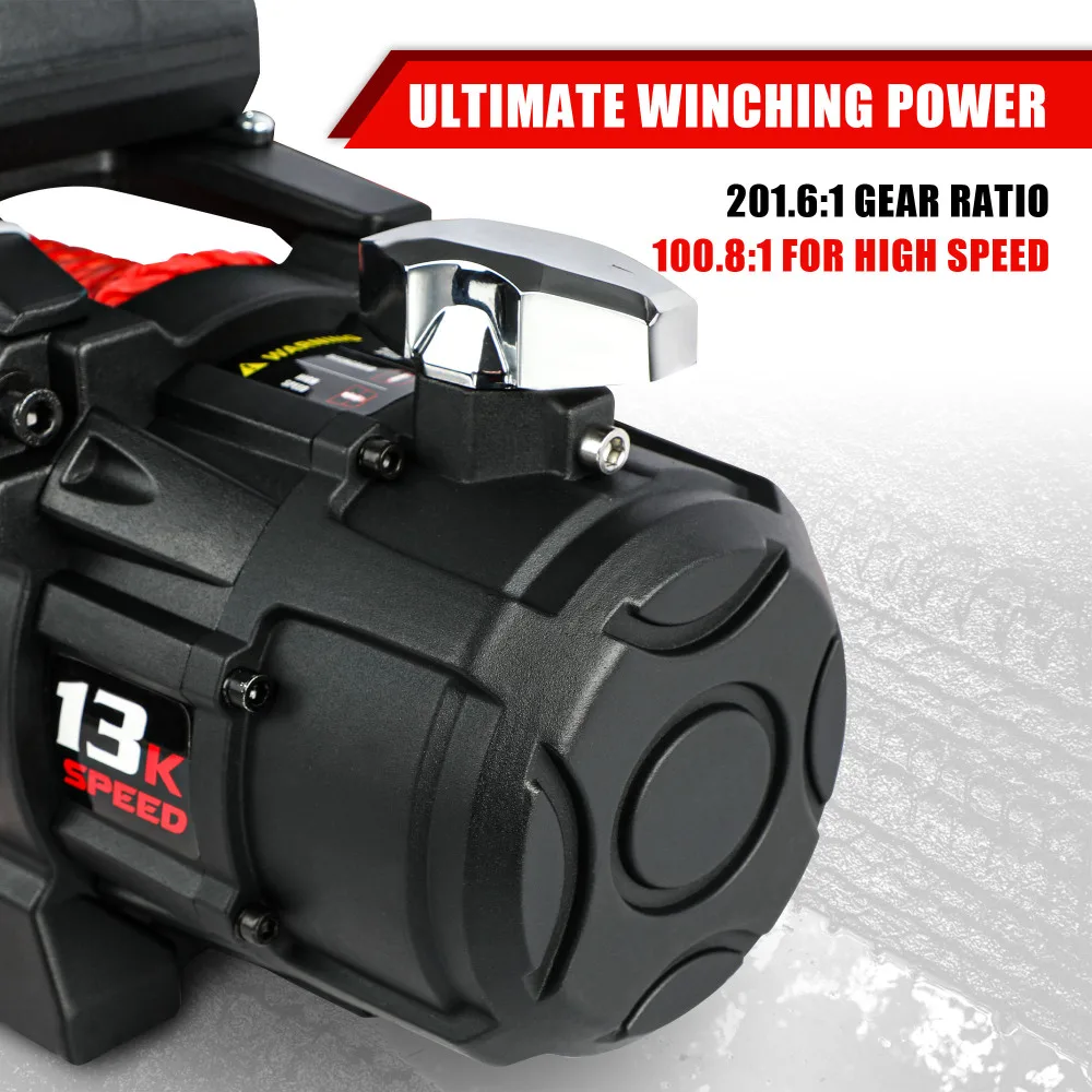 "X-BULL 13000 LBS 12V Electric Winch XRS Speed, Wireless Remote, Synthetic Rope UTVs/SUVs Jeep Towing Truck 4WD" 6