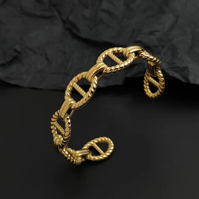 95912-494104.jpg Bracelet créatif en acier inoxydable plaqué or pour femmes, étanche et antirouille, bracelet de couple