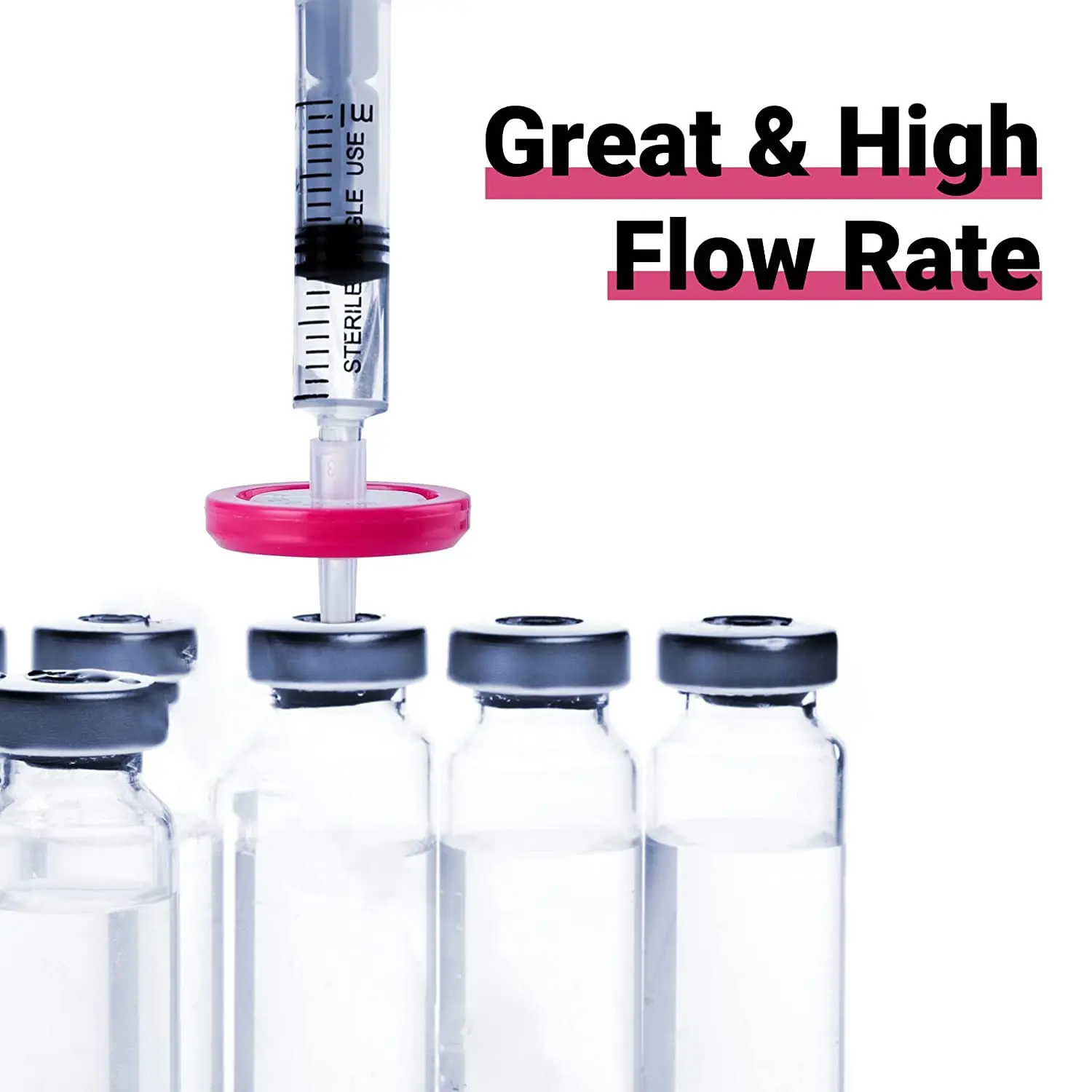 100 Pack Syringe Filter PTFE Hydrophobic 0.22um Membrane 13mm Pore Size Filtration Non-Sterile Syringe Lab Filters