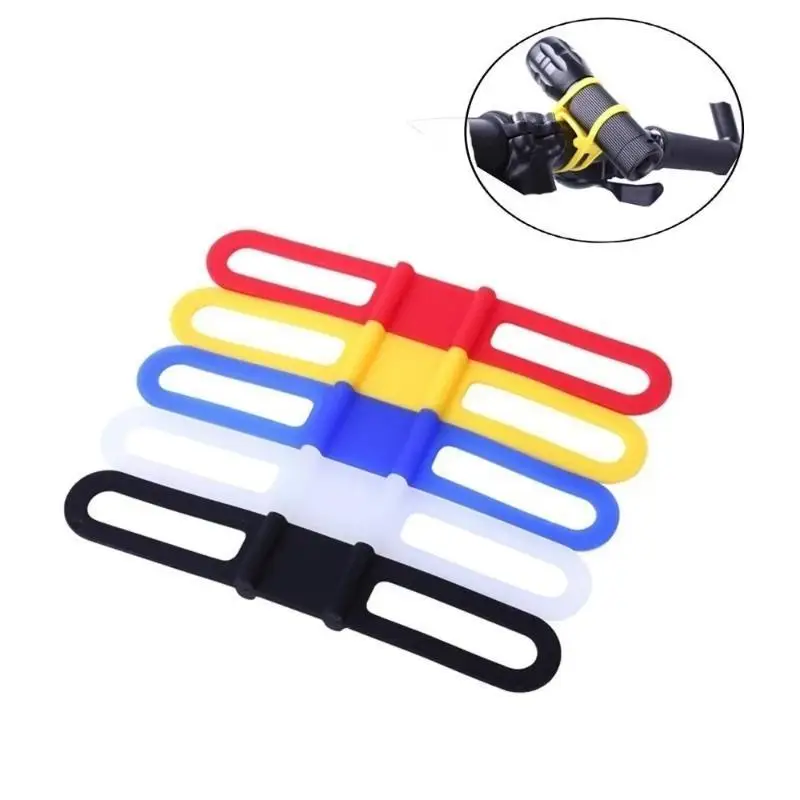 5Pcs Practical Silicon Strap Mountain Road Bike Torch Phone Bands Elastic Bandage Bicycle Light Mount Holder Bike Accessories