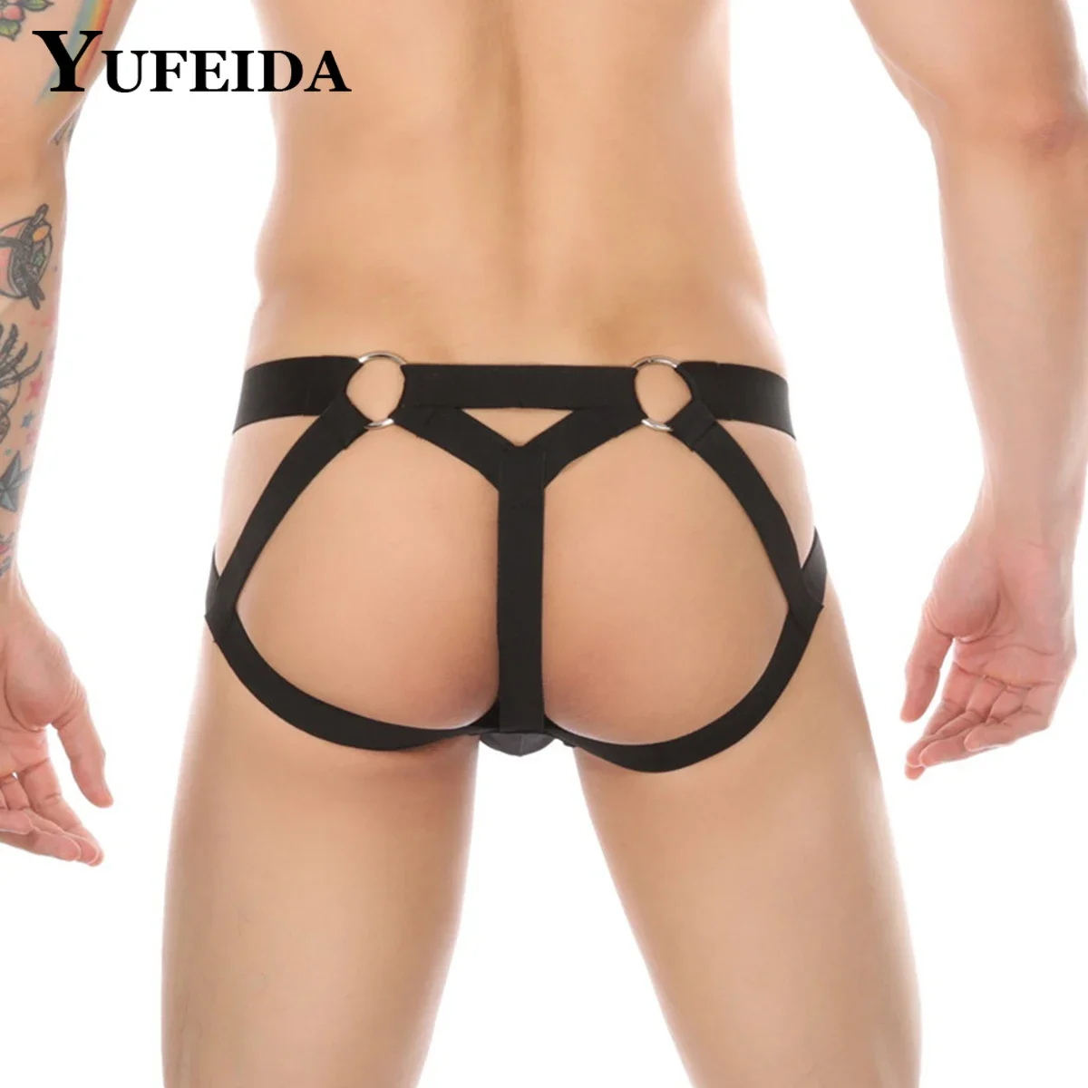 YUFEIDA Sexy Men Bondage Underwear Jockstrap G String Thongs Male Backless Hollow Lingerie Thong T-back Penis Pouch Underpants