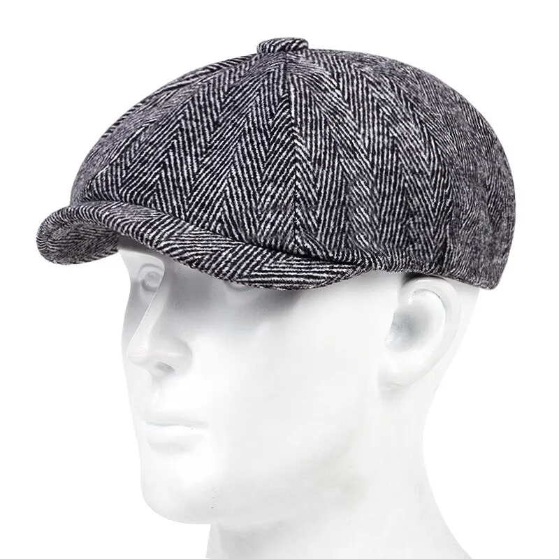 Casual Hat Retro Newsboy Caps Men British Painters Hats Autumn Winter Berets Herringbone Flat Cap Hip Hop Berets