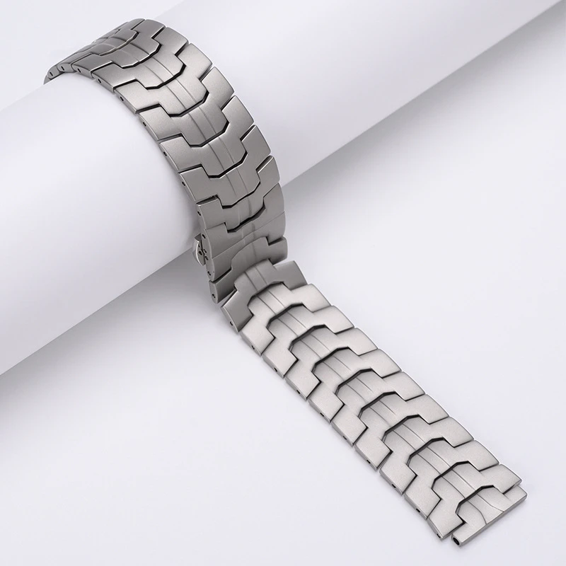 Premium Stainless Steel Watch Band - Elegant Metal Bracelet Strap, 46mm