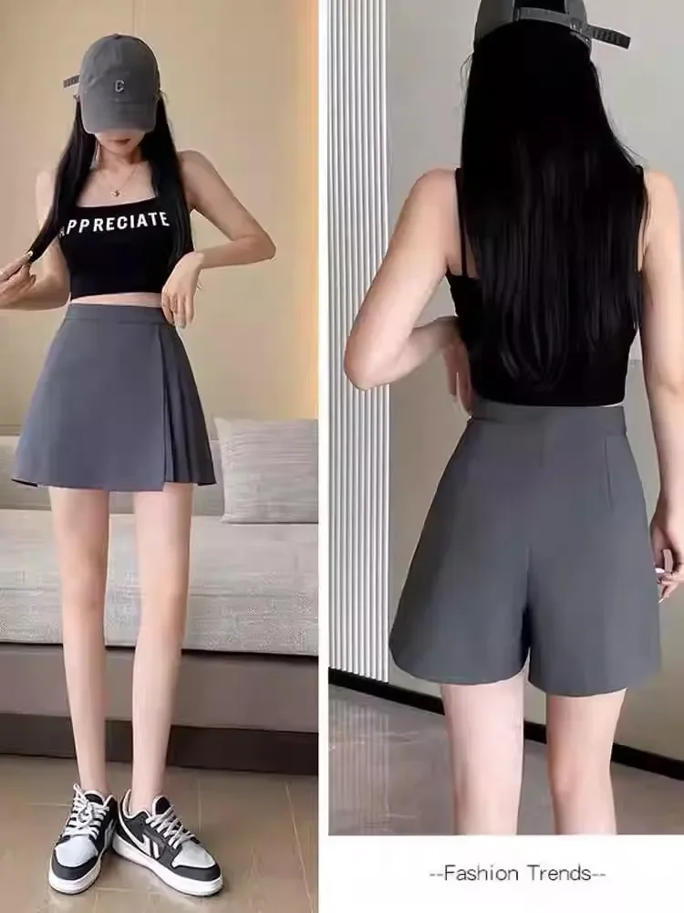 Gray pleated skirt - image 14