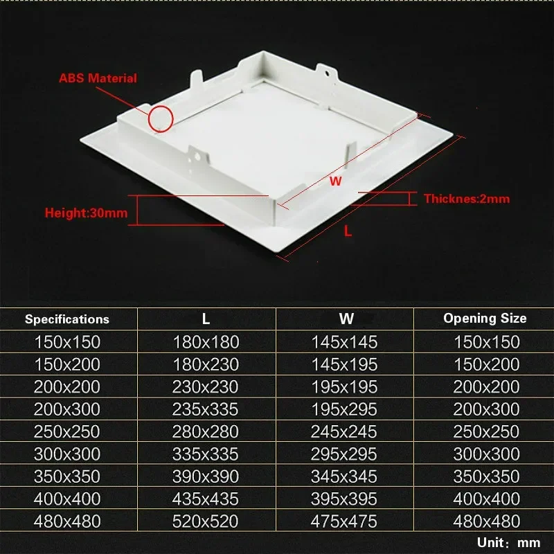 Plastic Access Panel for 100*150mm -480*480mm Opening
