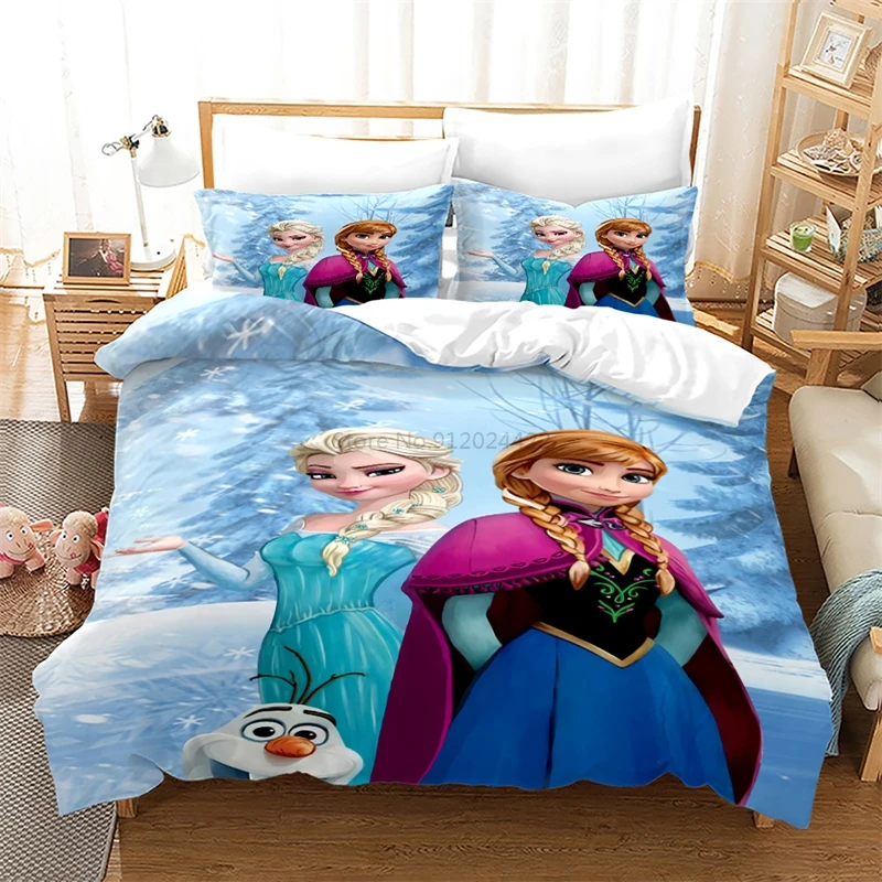 3d Disney Cartoon Duvet Cover Set Pillowcase Anna Elsa Frozen Bedding Set for Bed Linen Family Kids Quilt Cover Set Home Textile