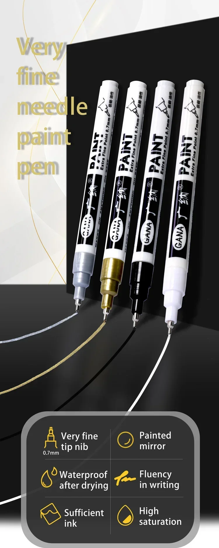 Oil Based White Black Permanent Paint Markers Pens 0.7mm Extra Fine Waterproof image 1