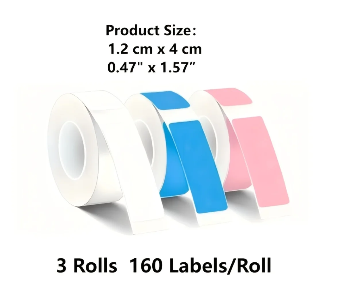 화이트 블루 핑크 12x40mm 자체 접착식 열전사 라벨 테이프 3롤 P15 D30 D32 D35 프린터용 가정 사무실 품목 분류